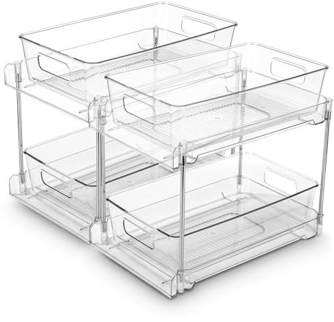 Ixydor Organizador Bajo Fregadero, 2 Paquete, 2 Niveles, Almacenamiento y Organización Multifuncional en Cocina, Baño, Oficina