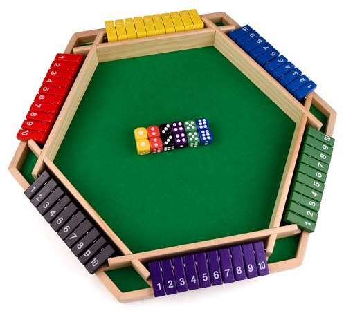 Havnidy Shut The Box Game 6 Player Wooden Table Games,Classic Dice Games,Travel Game,Wooden Math Traditional Pub Board Dice Game, Great Family Board Games Holiday Fun Game