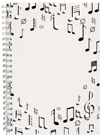 Lyuzecheean Blank Sheet Music Notebook, Composition Staff Paper Notebook, Manuscript Paper Notebook, 11 Staves, Art Music Notebook Black 160 Pages, 26x19cm, Music Notebook (White Music)