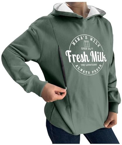 Dasongff Felpe con Cappuccio Allattamento Donna Zip Manica Lunga e Stampa Felpa con Cappuccio Gravidanza Zip Lato Alto Pigiama Allattamento Felpe con Cappuccio Allattamento Zip Abbigliamento Maternità