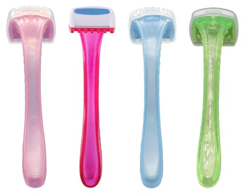 4 Pcs Women's Bikini Razors T-Type Shavers Trimmers Hair Removers Peach Fuzz Remover Multipurpose for Face Armpit