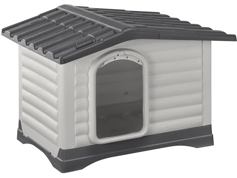 Ferplast Dog Kennel Outdoor DOGVILLA 70 SE, Dog House, Dog Kennel, Draining Bottom, Insulating Base, Removable Roof, Ventilation Grille, Recycled Plastic, 73 x 59 xh 53 cm