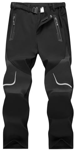 LY4U Senderismo Pantalones para Hombre, Pantalones de Exterior Transpirables Safari Pesca Ligera de Viaje Rápido en Seco con Cintura Ajustable