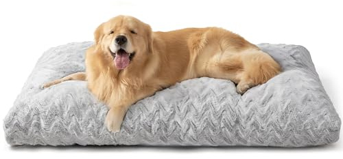 EHEYCIGA Washable Large Dog Bed for Crate 35x23 Inch, Reversible Kennel Pad for Dogs Weight Up to 45 lbs, Plush and Comfy Pet Sleeping Mat, Grey