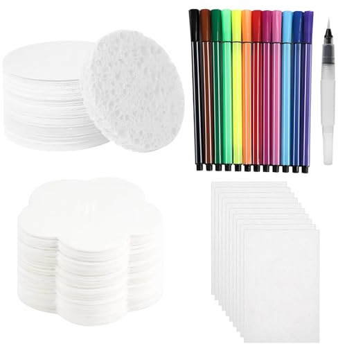 DtgEcd 28 Piece Set Magic Foam Texture Painting Kit, 3D Drawing Canvas Sponge, with Water Brush and 12 Colors, Creative Craft for Kids, Safe and Fun Foam Texture Painting Paper