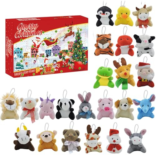 Calendario dell'Avvento 2025 bambini 24 giorni Calendario di conto alla rovescia di Natale con mini peluche di peluche di natali di Natale Sfondi per ragazzi ragazze per ragazzi