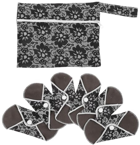 IWOWHERO 6 pièces Lot Serviettes Hygiéniques Lavables Réutilisables Imprimées Protection Respirantes et Confortables Absorption Renforcée Flux Moyen Portable Écologique