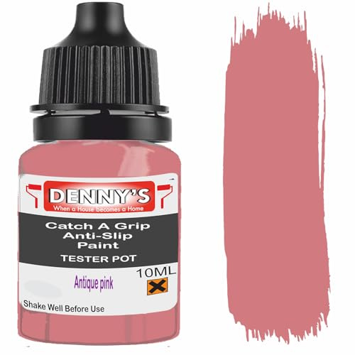 Catch A Grip Anti Slip Floor Paint – Non Slip Coating for Steps, Railings & Garages – 170 Colours, High Adhesion, Quick Dry, Multiple Sizes (Antique pink, 10ml Tester Pot)