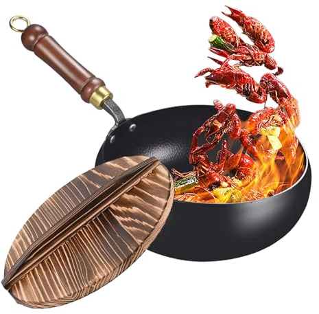 Sartén - Sartén Antiadherente De Hierro Con Tapa, Sarté Para Cocinar Resistente Al Calor, Duradera Y Resistente | Hogar Cocina Restaurante Camping Interior Exterior Salteado Saltear Sear Hervir U