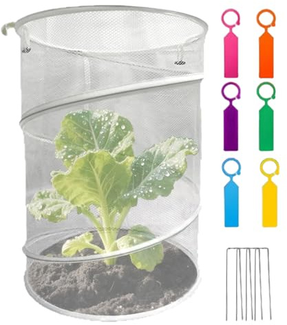 Protectores de plantas de animales, redondos, reutilizables, plegables, transpirables, suministros de jardinería con estacas, protección de jardín contra animales, para interiores y exteriores
