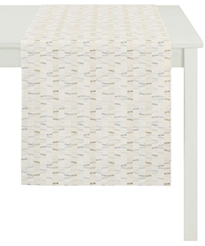APELT 3006 48X140 50 Tischläufer, Polyester, Silber/Creme