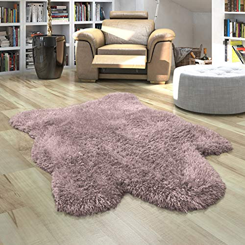 Paco Home Fellteppich Kunstfell XXL Imitat Flokati Stil Hochflor Versch. Größen u. Farben, Grösse:133x190 cm, Farbe:Lila