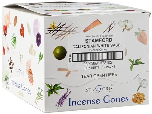 STAMFORD INC 37210 Californian White Sage Incense Exotic, 15 Cones x 12 Packs, Black, One Size