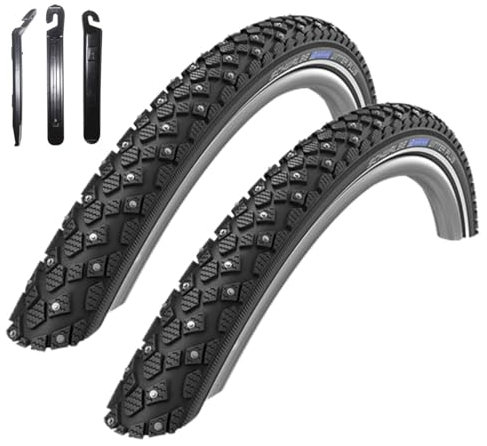 Angebot-Set / 2 x Schwalbe Marathon Winter Plus Schwarz mit Reflex 47-559 (26 x 1.75) inkl. 3 Reifenheber