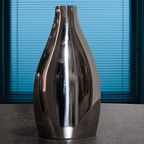 Antikas - Jarrón de aluminio, diseño de ánfora, color plateado