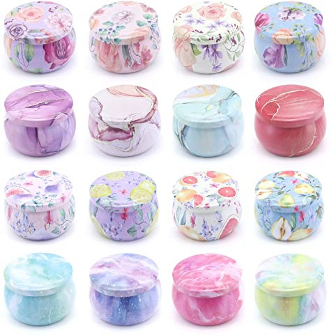 Gearific 16 Pack Candle Jars for Making Candles, 4 oz Candle Making Jars, Empty Metal Tins Container with Lids for Dry Storage Spices, Candy, Party Favors, Wedding, and Gifts