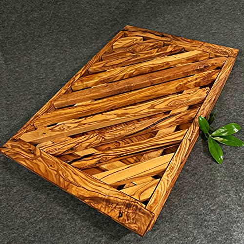 What the Art!® Olive Wood «Il Pane» Planche à pain en bois d'olivier avec compartiment à miettes + cadeau 40 x 26 x 3,5 cm | Planche à pain – Planche à découper