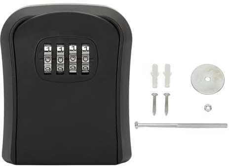 WPKD BLUEIY Caja de Seguridad con 4 Dígitos de Contraseña, Armario de Llaves en ABS con Capacidad para 5 Llaves (Negro)