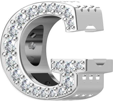 ChenYuTe 925 sterlingsilver bokstavsberlocker A~Z 5A zirkon bokstäver berlocker pärla alfabet berlock kompatibel med europeiska armband och halsband, Sterlingsilver, Kubisk zirkonia