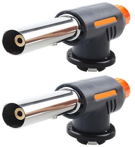 Lot de 2 chalumeaux de cuisine professionnels au butane et au propane pour crème brûlée, barbecue, pâtisserie, camping