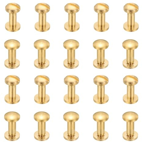 PATIKIL Chicago Screws, 20 Sets M4x10mm Brass Chicago Screw Phillips Binding Post Screw Rivets for Leather Belt Scrapbook Photo Albums, Gold