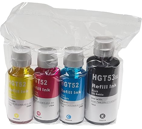 vhbw 4X Nachfülltinte kompatibel mit HP Smart Tank 419, 415, 455, 450, 319, 315, 457 Drucker - Refillset Cyan, Magenta, Yellow, Schwarz