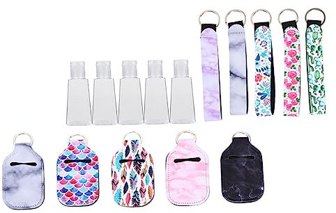 Didiseaon 5pcs Hand Bottle Cover Keychain for Travel for Toiletries Aftersheve Random Style