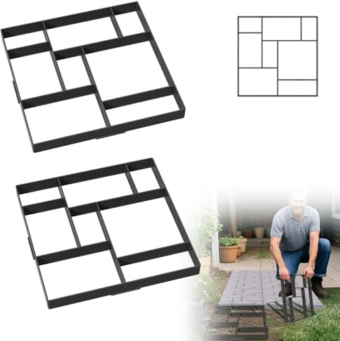 UISEBRT Mattoni per pavimentazione, forma quadrata per calcestruzzo, cemento, per il fai da te, per il fai da te, giardino, sentieri, persone, 50 x 50 x 4,5 cm, 2 pezzi