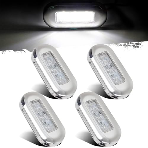 Greluma 4 Pcs Éclairage LED étanche pour bateau, éclairage intérieur de courtoisie, 3 LED pour tableau arrière, éclairage de cabine pour ponton, bateau de pêche, kayak, voilier (lumière blanche)