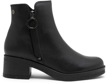 Porronet Botines De Piel Negro Con Cremallera Delia