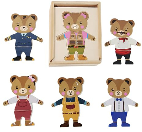 Nkmifeg Puzzle d'habillage d'ours - Un jeu pour classer, trier et apprendre | Puzzle à emboîter pour enfants avec planche d'insertion pour filles et enfants à partir de 3 ans pour fête d'anniversaire