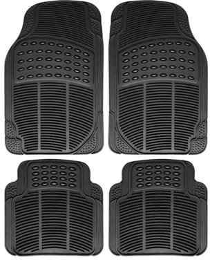 Alfombrillas Coche Universales Pack 4 Piezas (2 Piezas Delanteras y 2 Piezas traseras), Alfombras Coche Antideslizantes, Alfombrilla Coche Goma PVC Flexible, Recortables, Fácil Limpieza