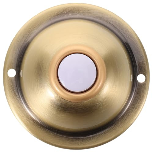 BIUDECO Botón de Timbre de Metal Vintage Dorado Cable, Pulsador Redondo Resistente para Puerta, Placa Pulsadora Decorativa para Uso Residencial y Comercial, Campana Retro para Exteriores