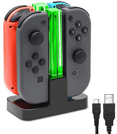 FastSnail - Dock di ricarica compatibile con Joy-Con per Switch, con indicatore LED a lampione, stazione di ricarica compatibile con dispositivi Joy-Con per Switch, con cavo di ricarica
