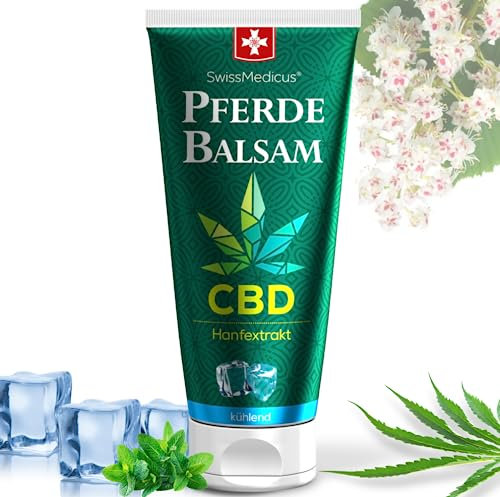SwissMedicus Pferdebalsam mit CBD Sportgel - Muskelgel zur Unterstützung bei Muskelkater und für die Muskel-Erholung - Kühlendes Gel zur Regeneration - 200 ml - (Kühlend)