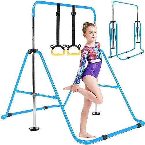 Barre horizontale de gymnastique pour enfants, jardin, maison, étirement, pliable, équipement de barre d'entraînement extensible en hauteur réglable pour garçons et filles, couleur rose, bleu,