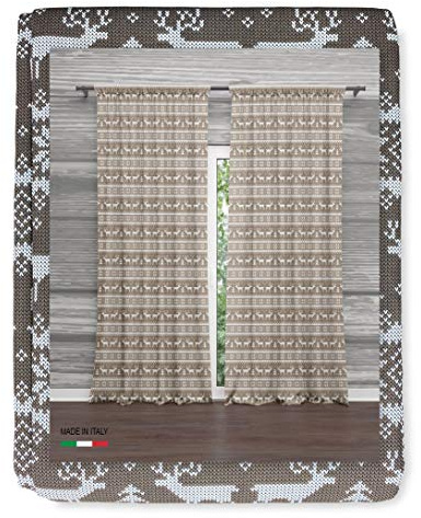 Tex family Tenda tendaggio Digitale 3D confezionata Made in Italy Misto Lino Maglia Tirolese Beige cm. 160x300
