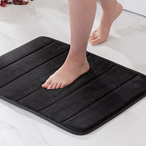 MIULEE Badematte Memoryschaum Badezimmerteppich Wasserabsorbierend Badteppich Memory Foam Duschvorleger Badvorleger rutschfest Waschbar für Badezimmer 40x60cm Schwarz
