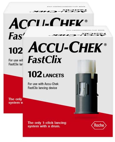 Accu-Chek FastClix Diabetes Lancets for Diabetic Blood Glucose Testing (2 Packs of 102)(Packaging May Vary)