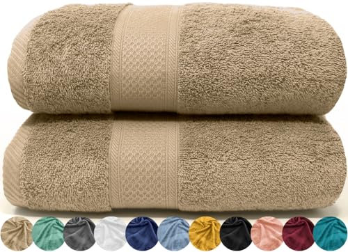 LEBENGOOD Juego de Toallas de Baño 100% Algodón Premium 550gsm | 2 Toallas Grandes (70x130 cm) | Suaves, Absorbentes y Resistentes | Set de Toallas de Ducha para Hogar, Hotel y Gym (2 70X130 Arena)