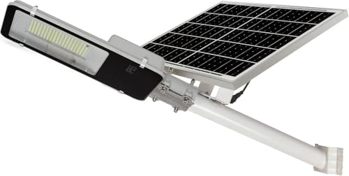 Jandei - Farola Solar Exterior 4000 Lúmenes, Impermeable IP65, Panel Solar y Mando a Distancia, Luz Blanca Fría 6000K, Ideal para Jardín, Patio, Camino y Muro