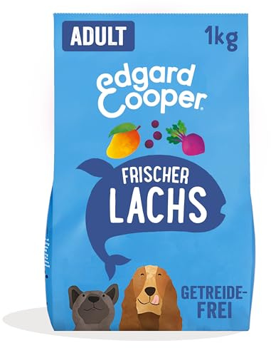Edgard & Cooper Crochette Cani Adulti Per Cani Di Taglia Medium (1kg), Salmone Fresco, Ricetta Ipoallergenica Con Zucca, Cavolo Riccio e Patata Dolce Senza Farine Di Carne