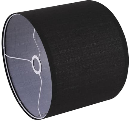 Small Lamp Shade, Black Drum Lampshade 8.7''Top X 8.7'' Bottom X 7.9'' High, Replacement Lamp Shade Natural Linen Hand Crafted for Table Lamps Floor Lamps Chandelier Lamp, Easy Assembly Required