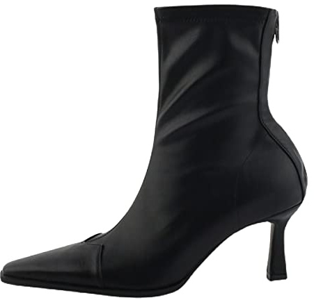 VaiKanhai et chaussures d'hiver pour femme - Bottines pointues Stiletto - Tissu stretch - Tube court - Chaussettes fines - Bottes larges mollets, Noir , 37 EU