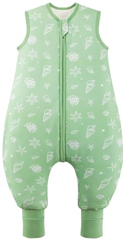 ToyaTec Saco de Dormir para bebé con pies, rayón súper Suave Hecho de bambú, Saco de Dormir de Fibra de bambú para niños, 2,5 TOG, Manta de Dormir para otoño e Invierno (Verde, 70 cm (6-18 Meses))