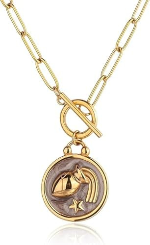 Collier avec pendentif bélière pour femmes 18K Or monnayage rouge en émail, Collier de poisson astrologie, 12 constellations, Horóscopo, Signe du zodiaque Poissons, bijou, cadeau d'anniversaire pour