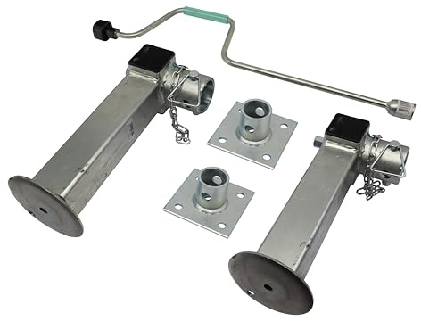 Trailer parts4u stödfot svängbar för alko fläns vev vridstöd teleskopstöd släpvagn 1,3 t/1 300 kg per stöd = 2,6 t/2 600 kg