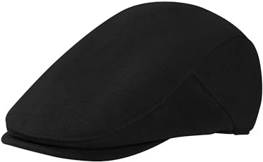 Men's Adjustable Newsboy Hat Classic Flat Gatsby Cabbie Ivy Cap for Golf Driving Winter Black