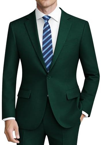 QUELDRA Traje de Hombre 2 Piezas Slim Fit con Un Botón Traje de Boda de Negocios Revers de Punta Chaqueta Pantalone