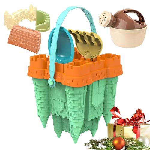 Sand Castle Kit – strandformar, blandade färger, transport av meshryggsäck | kreativ koordinationslek | Shoreline Modeling Engagemang Kognitiv utveckling Finmotorik Enhancement